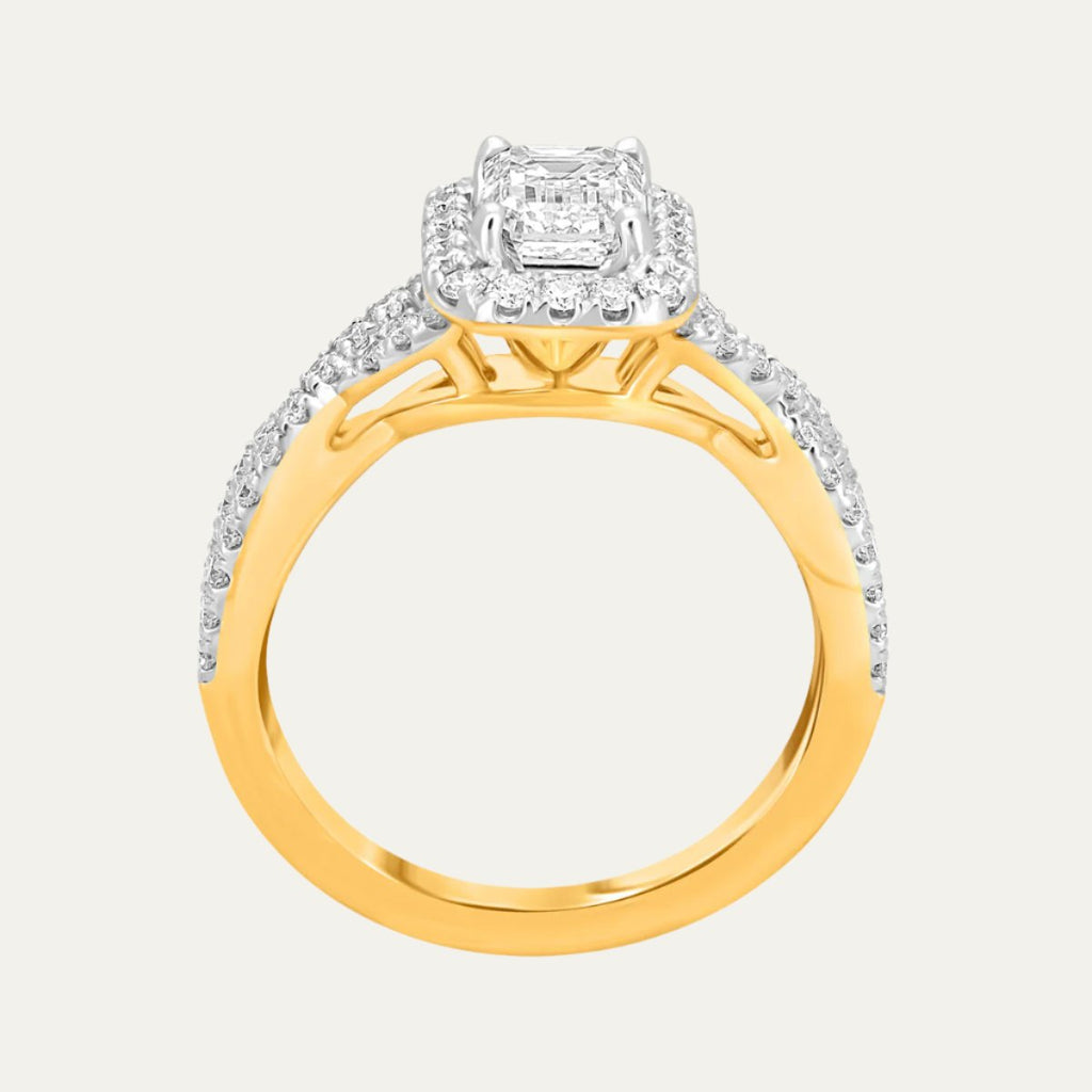 diamond jewellery octagon halo engagement ring