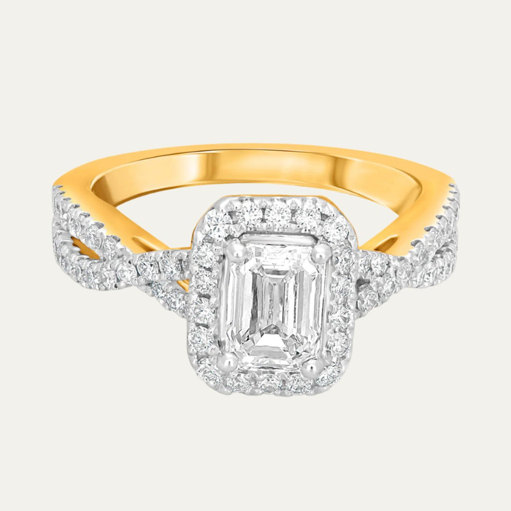 lab grown diamond octagon halo engagement ring