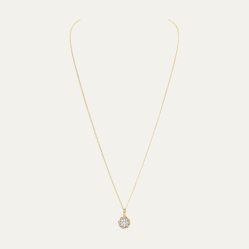 buy women lab grown diamonds aukera golden nakshatra blooms floral halo pendant