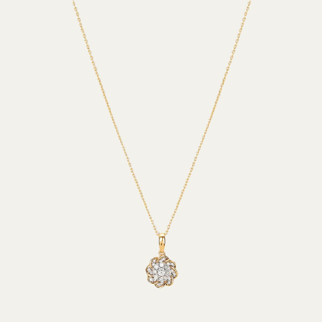 Aukera Lab Grown Diamonds-Golden Nakshatra Blooms -Floral Halo Pendant