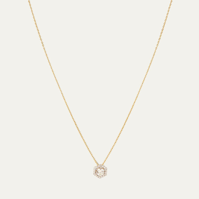 Aukera Lab Grown Diamonds-Golden Luminaire - Pave Solitaire Pendant