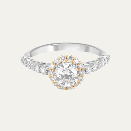 lab grown diamond harmony halo duo tone ring