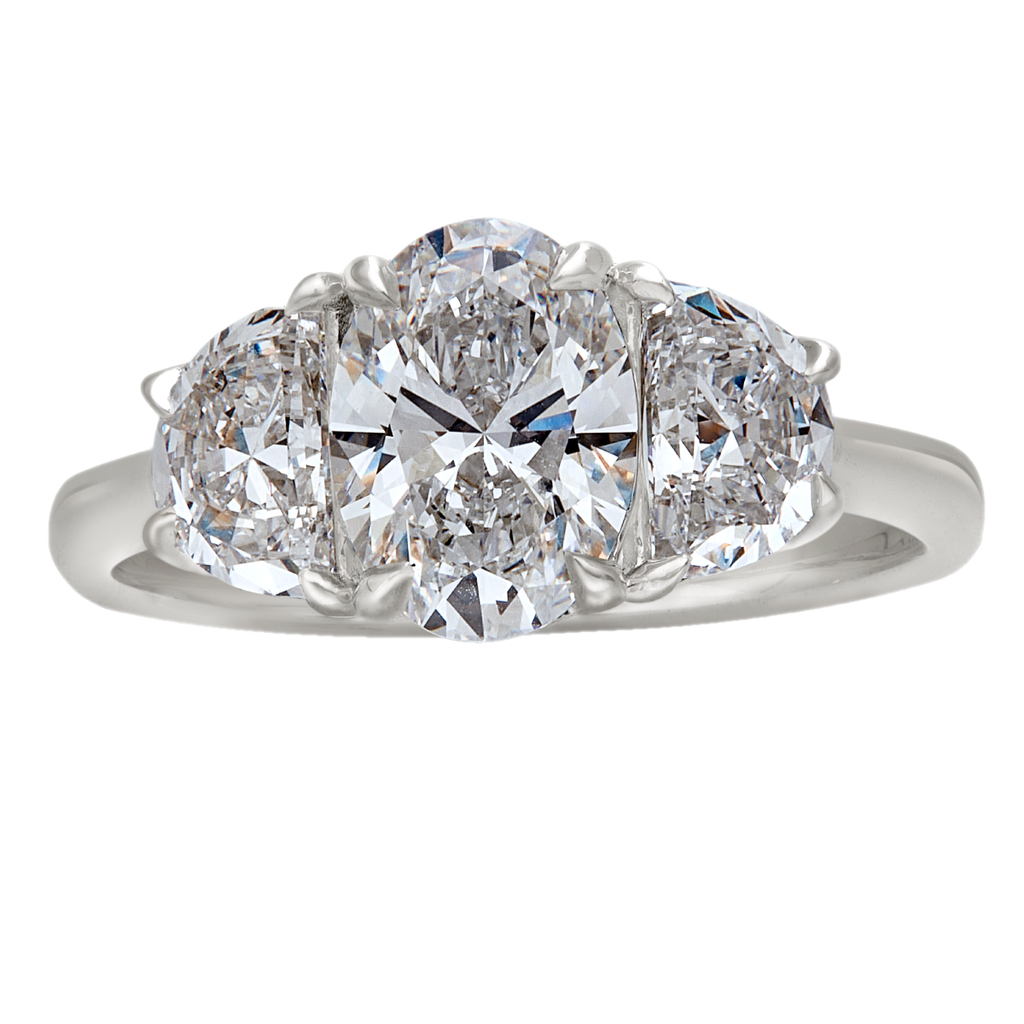 lab grown diamond oval crescent brilliance solitaire