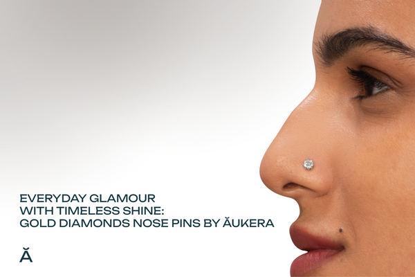 Everyday Glamour with Timeless Shine : Gold Diamond Nose Pins by Aukera
