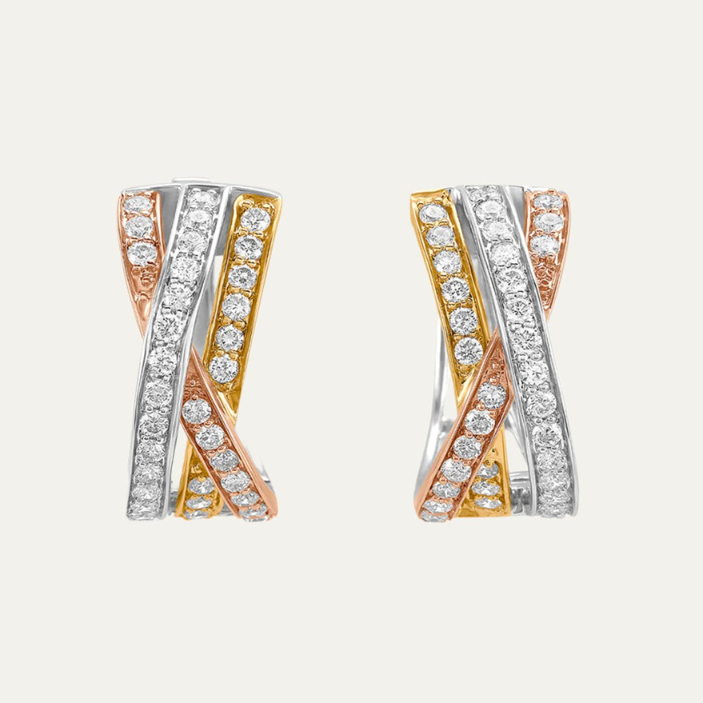 diamond jewellery enigmatic tricolour earrings