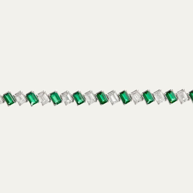 Emerald Lab Grown Diamond Diagonal Tennis Bracelet