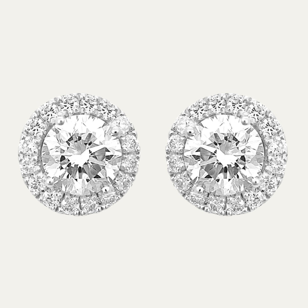 Aukera-Glistening Halo Solitaire Studs
