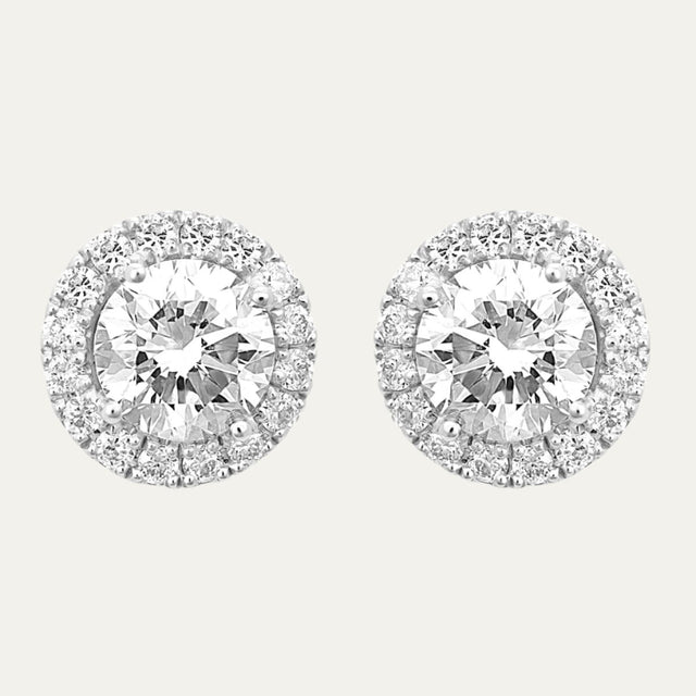 Aukera-Glistening Halo Solitaire Studs