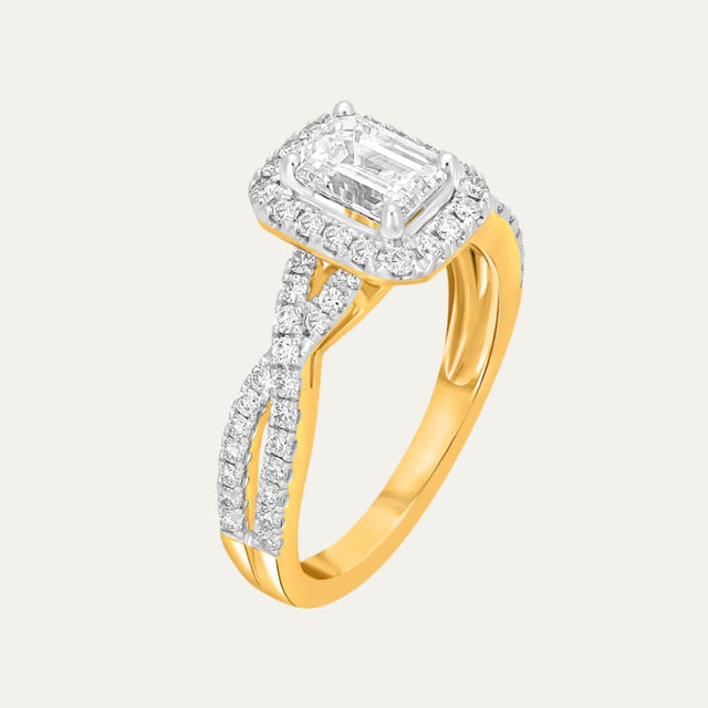 Aukera-Octagon Halo Engagement Ring