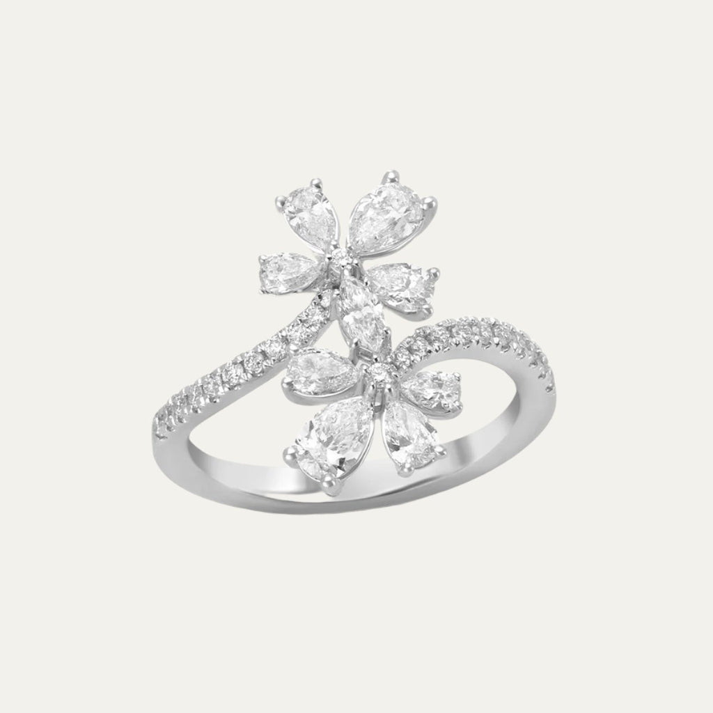 lab grown diamond cherry blossom cascade ring