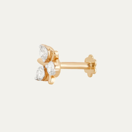 lab grown diamond golden leaf harmony -aukeras signature nose pin