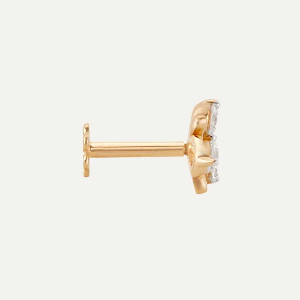 diamond jewellery golden leaf harmony -aukeras signature nose pin