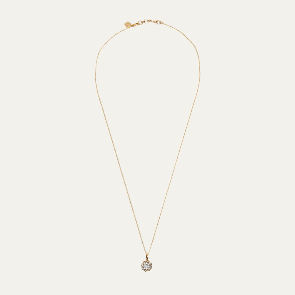 lab grown diamonds aukera golden nakshatra blooms floral halo pendant