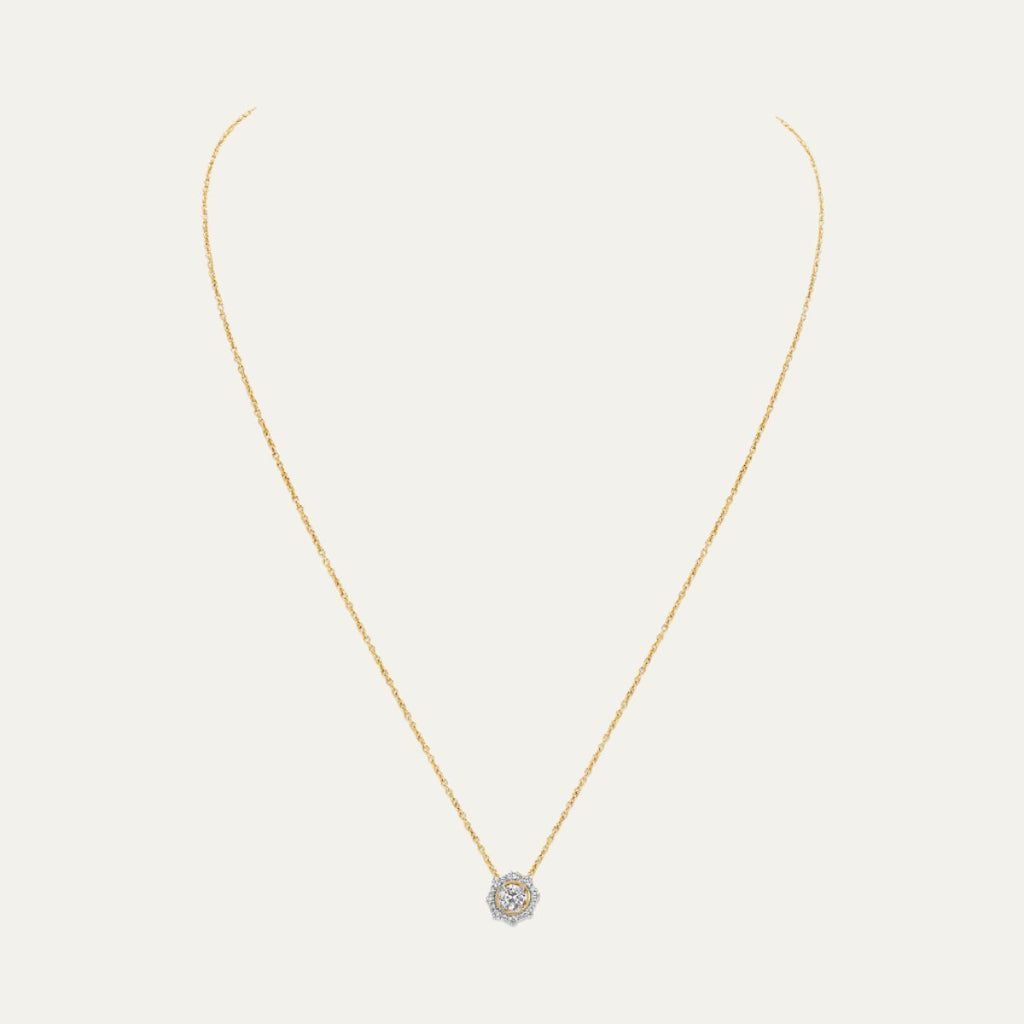 Aukera Lab Grown Diamonds-Golden OctaGlow Diamond Pendant