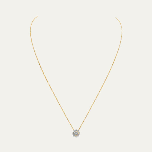 Aukera Lab Grown Diamonds-Golden OctaGlow Diamond Pendant