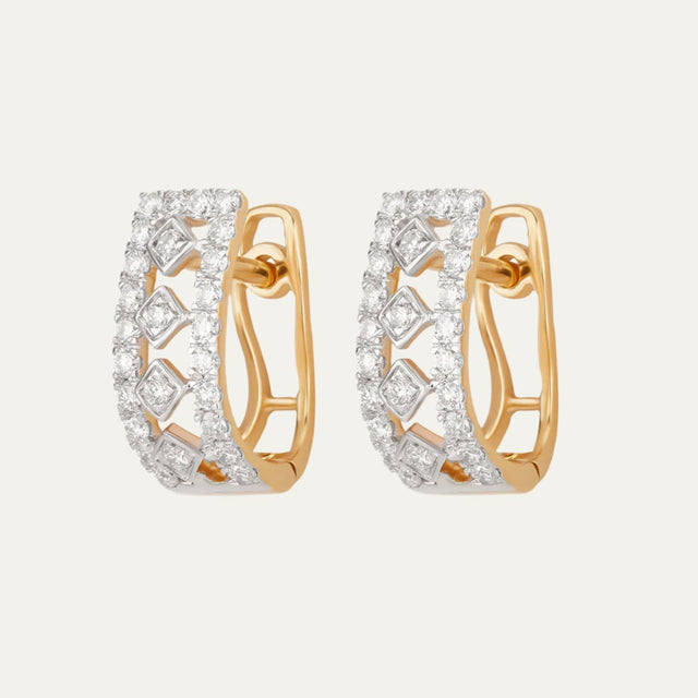 Aukera Lab Grown Diamonds-Rosy Embrace - Rhombus Huggies