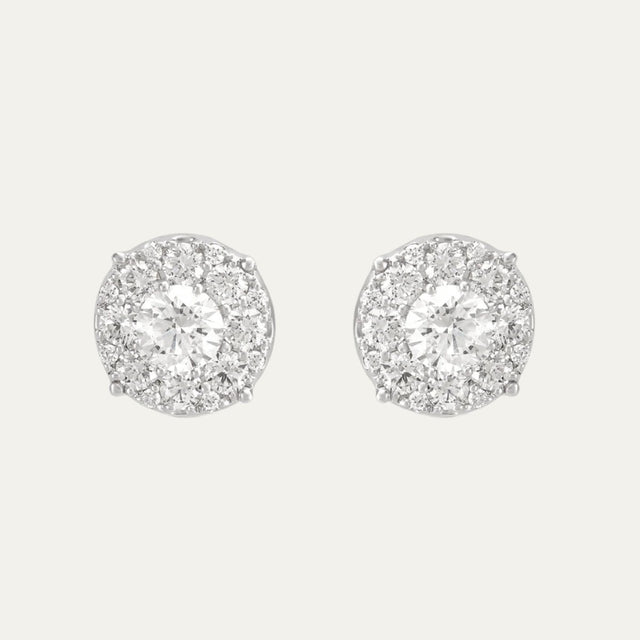 Aukera Lab Grown Diamonds-Dazzling Halo Essence - Solitaire Ear Studs