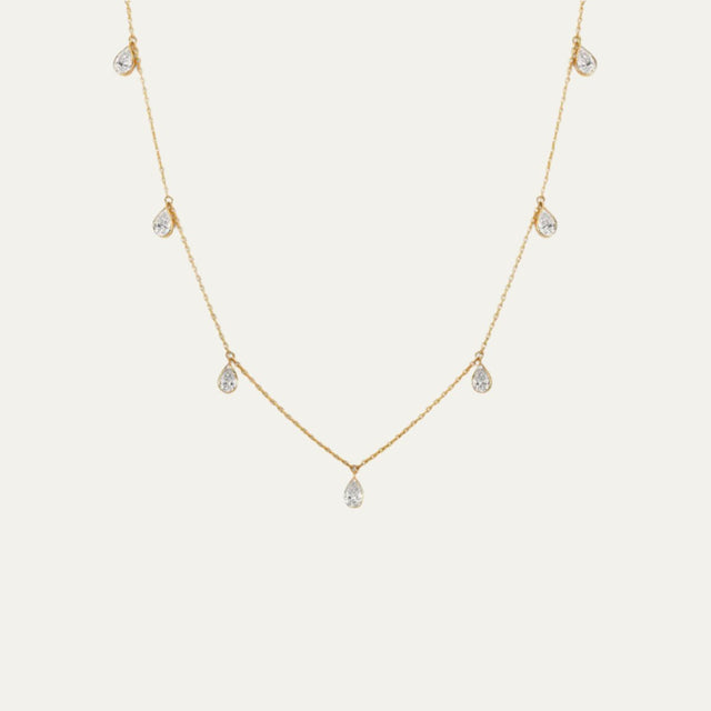Aukera Lab Grown Diamonds-Luminous Links - Dazzle Drop Necklace