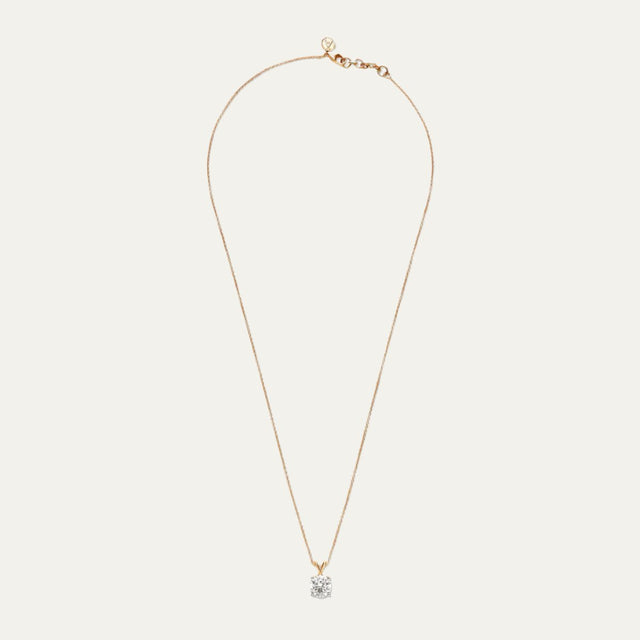 Aukera Lab Grown Diamonds-Blush Radiance - Solitaire Elegance Pendant