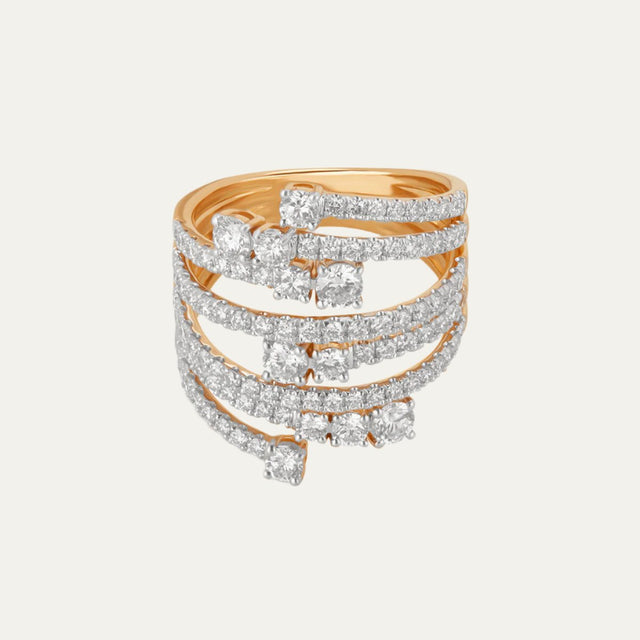 lab grown diamond harmonious waltz yellow gold cocktail ring