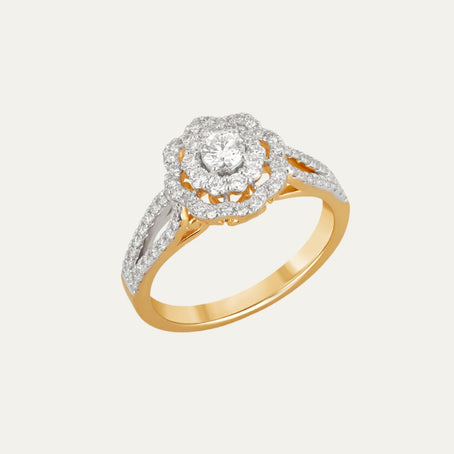 lab grown diamond glimmering halo sunburst ring