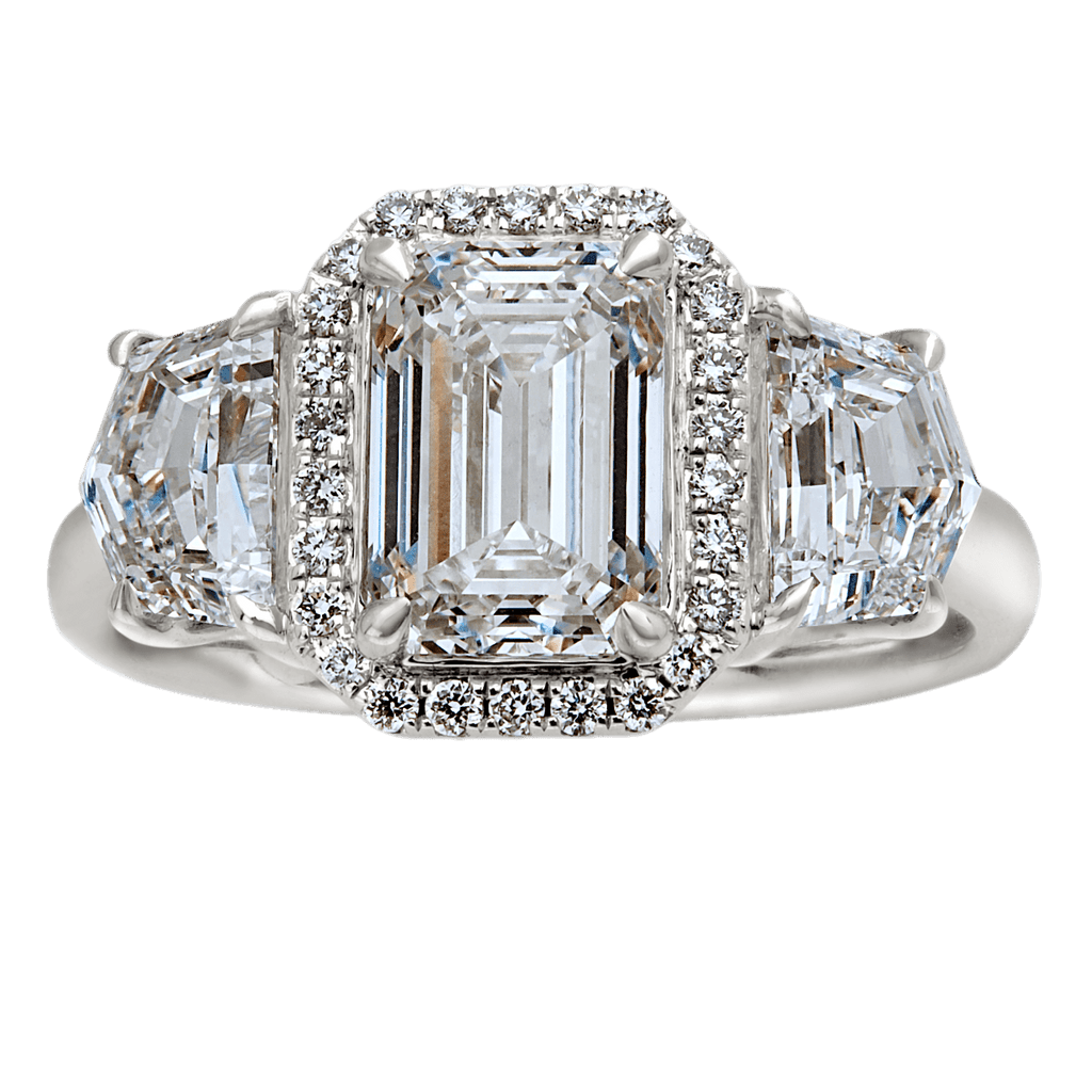 lab grown diamond emerald mirror solitaire ring