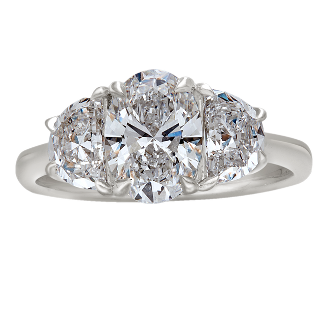 lab grown diamond oval crescent brilliance solitaire