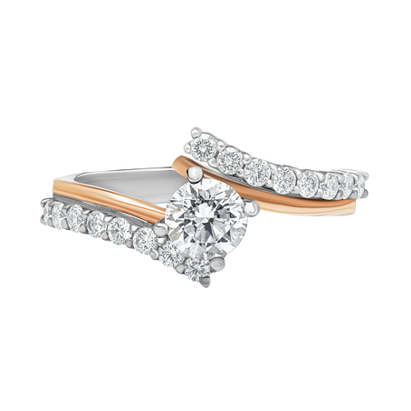 buy women lab grown diamond jewellery aukera elegance two tone shank ring