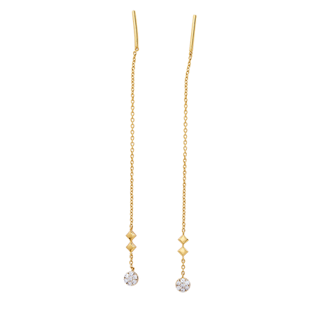 Aukera – Solitaire Drop Chain Earrings