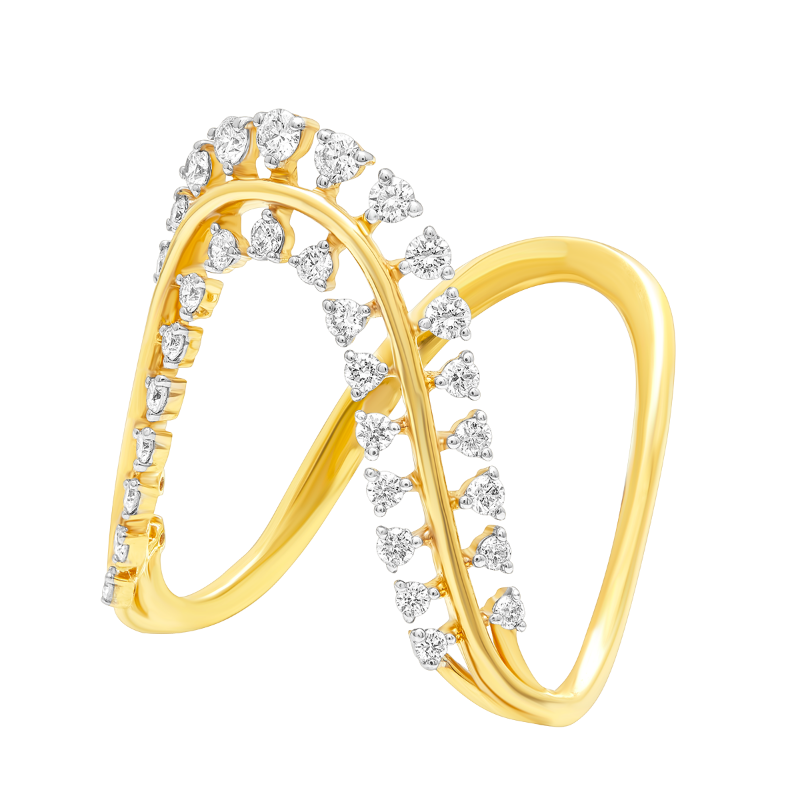 lab grown diamond aukera dual studded vanki ring
