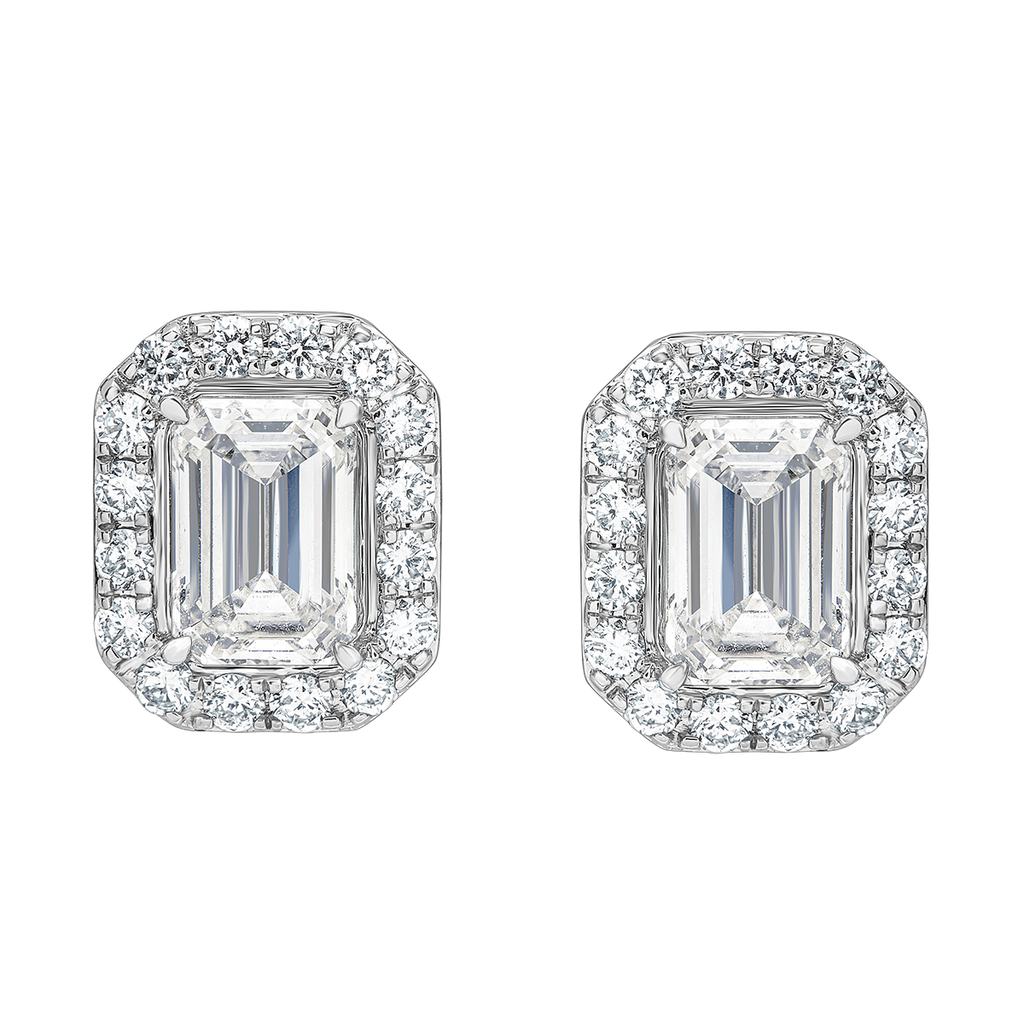 buy women lab grown diamond jewellery aukera radiant emerald halo earrings