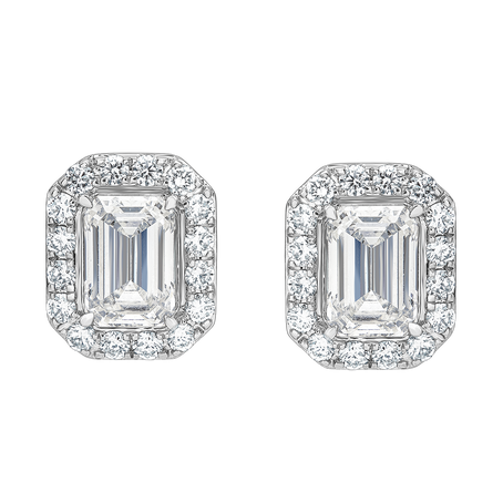 buy women lab grown diamond jewellery aukera radiant emerald halo earrings