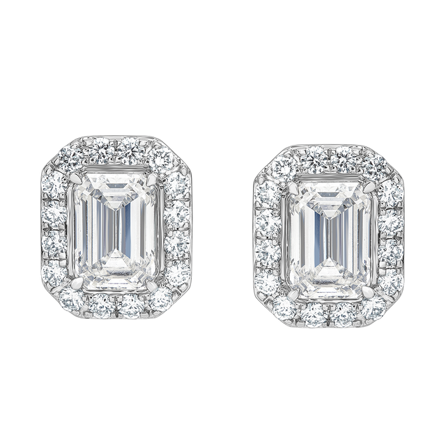 buy women lab grown diamond jewellery aukera radiant emerald halo earrings