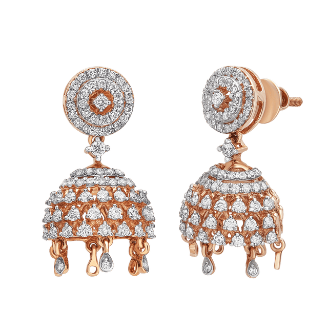 buy women lab grown diamond jewellery aukera diamond jhumkas