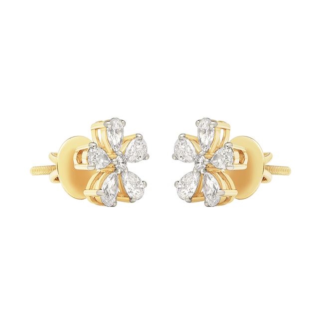 diamond jewellery aukera diamond petal studs