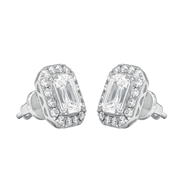 diamond jewellery aukera radiant emerald halo earrings