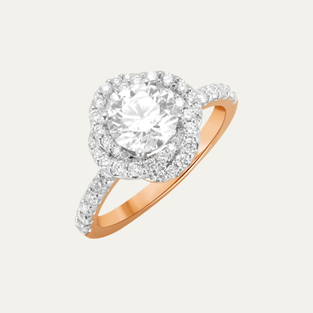 lab grown diamond swirl elegance halo ring